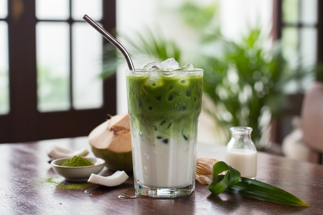 Matcha Coconut Thai Iced Drink: Tropical Calm in a Glass