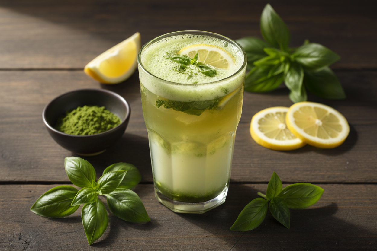 Matcha Lemon Basil Cooler: A Refreshing Balance of Green and Citrus