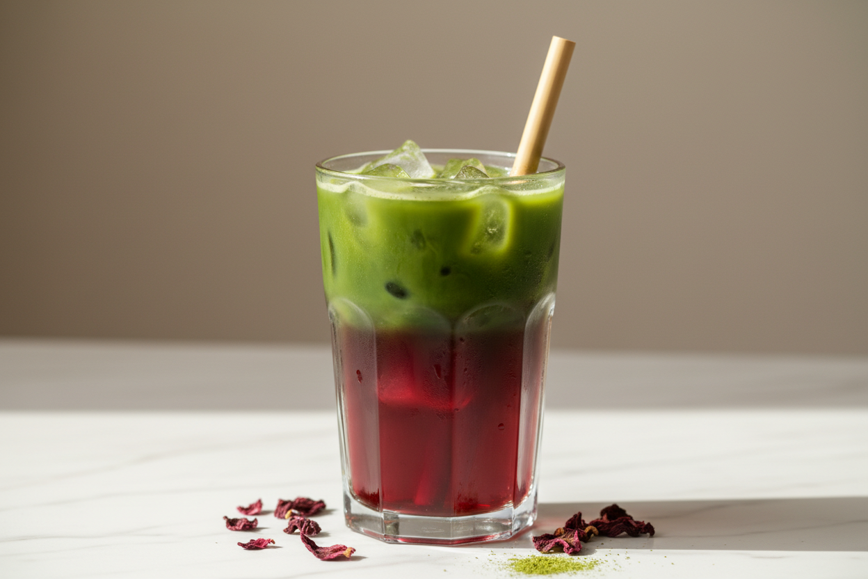 Iced Hibiscus Matcha: Bold Color, Calm Energy