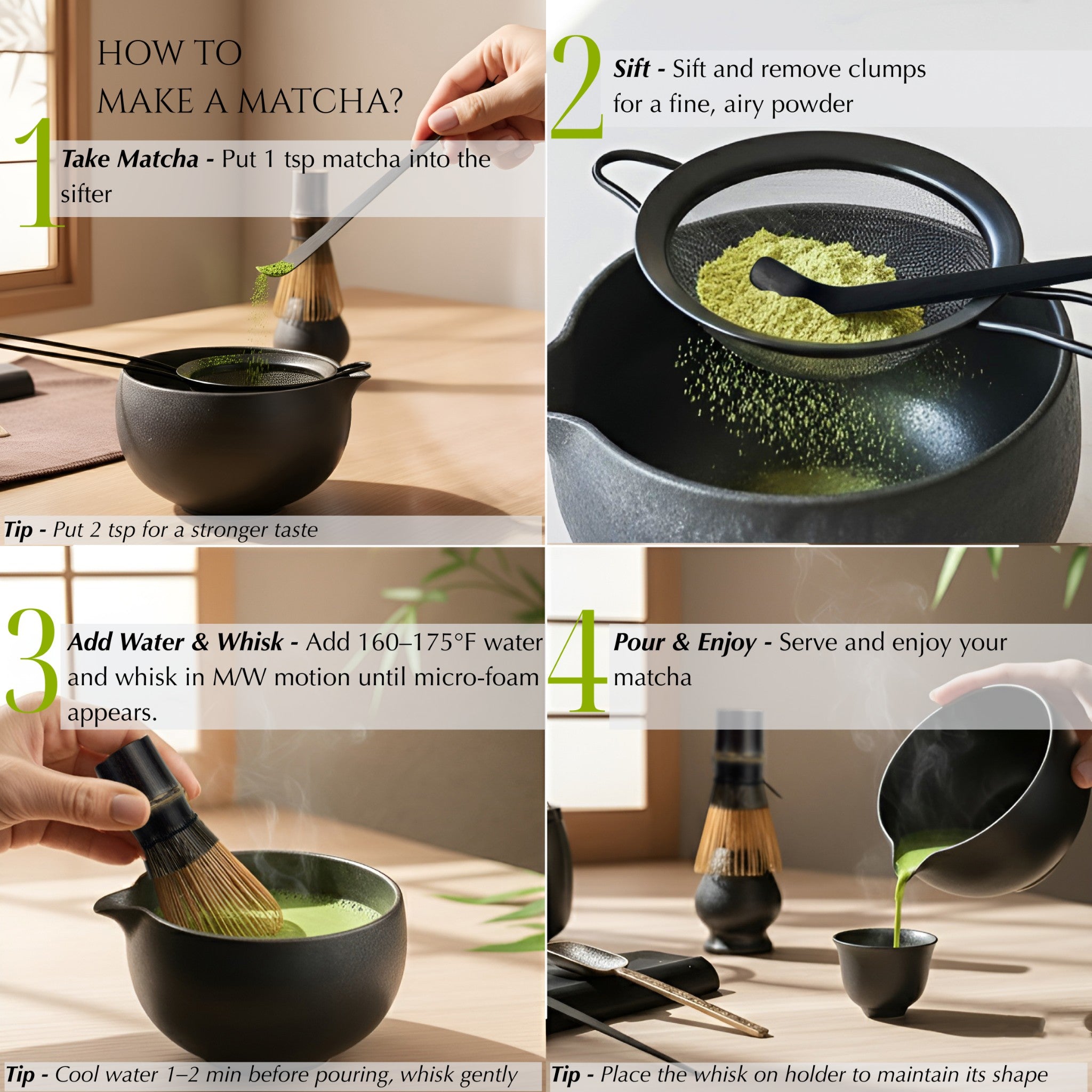 ZENSŌ 8-Piece Matcha Ceremony Set (Matcha Whisk Set)