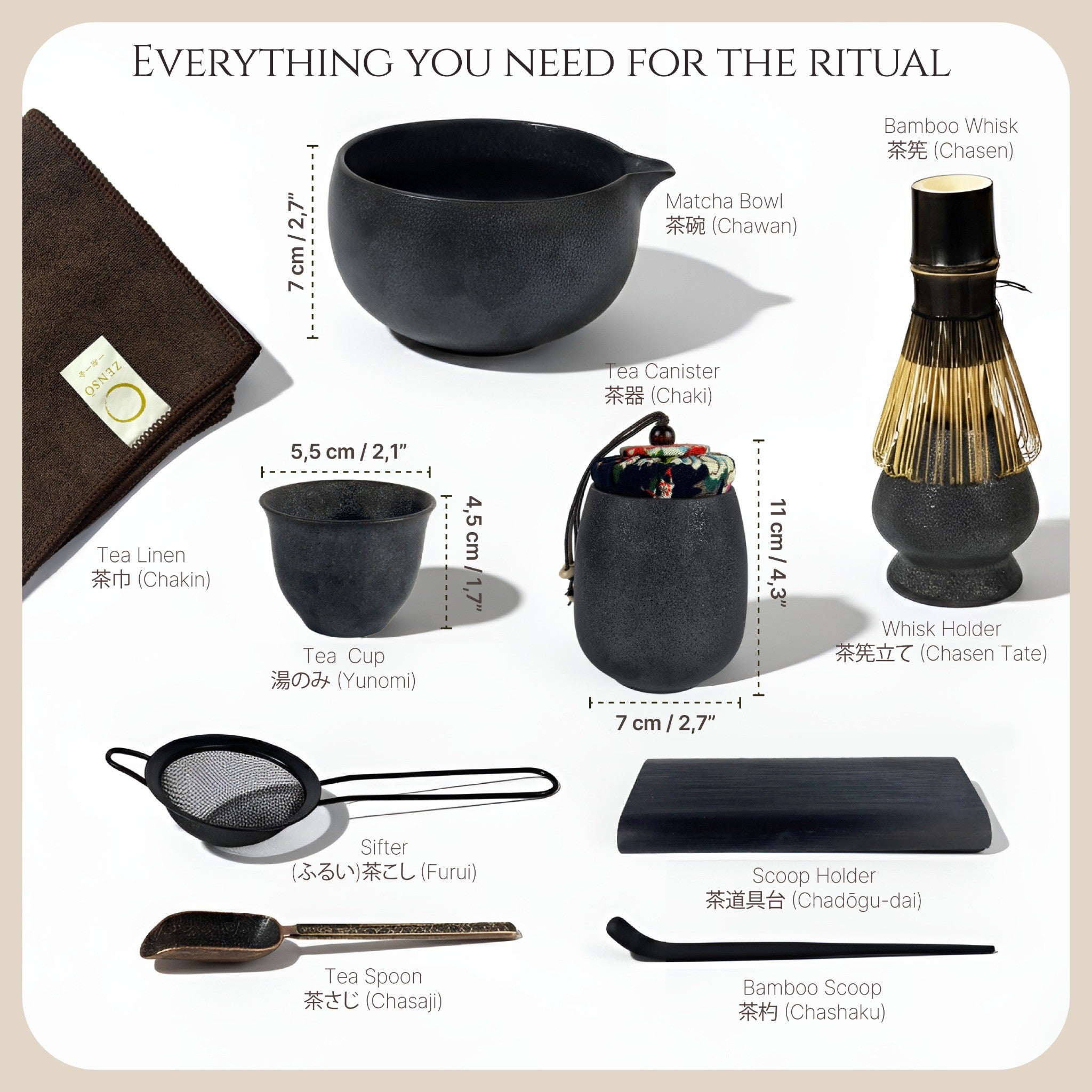 ZENSŌ 10-piece Matcha Ceremony Set (Matcha Whisk Set)