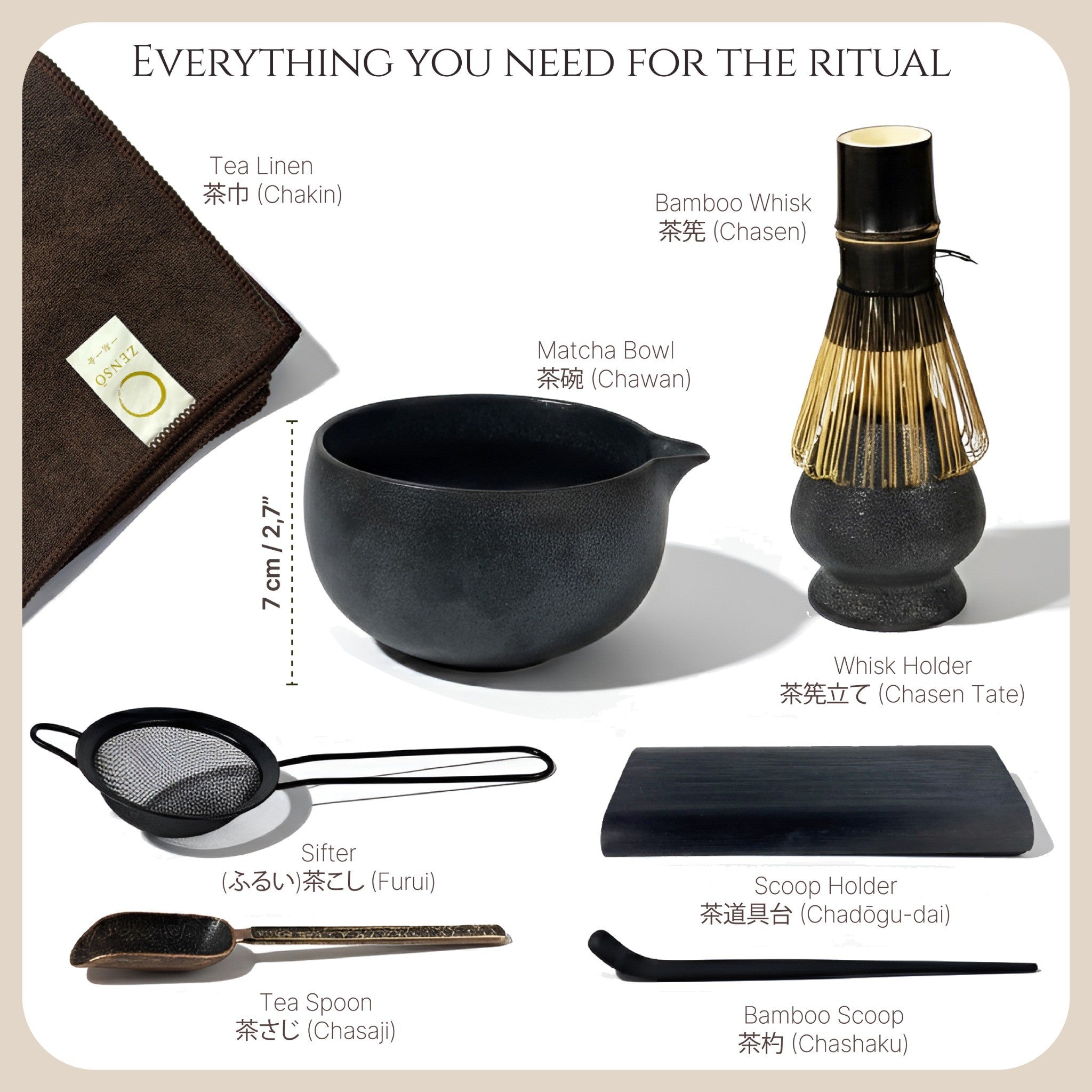 ZENSŌ 8-Piece Matcha Ceremony Set (Matcha Whisk Set)