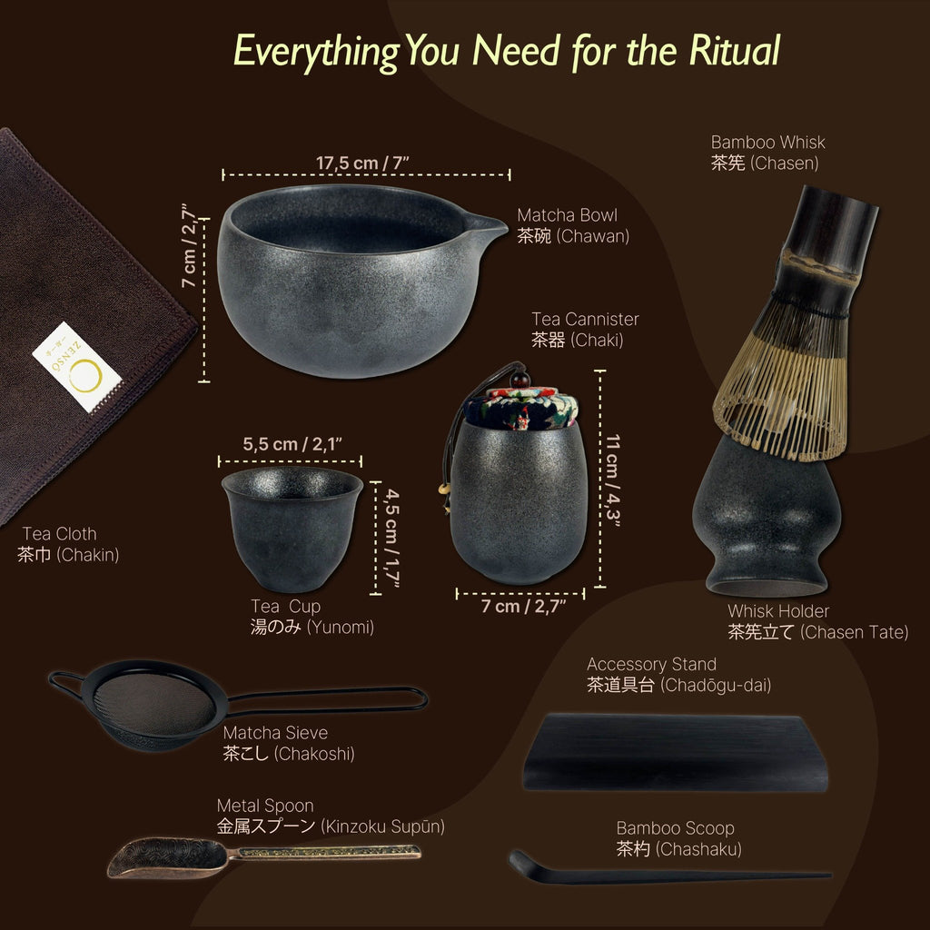 ZENSŌ 8-Piece Matcha Ceremony Set (Matcha Whisk Set)