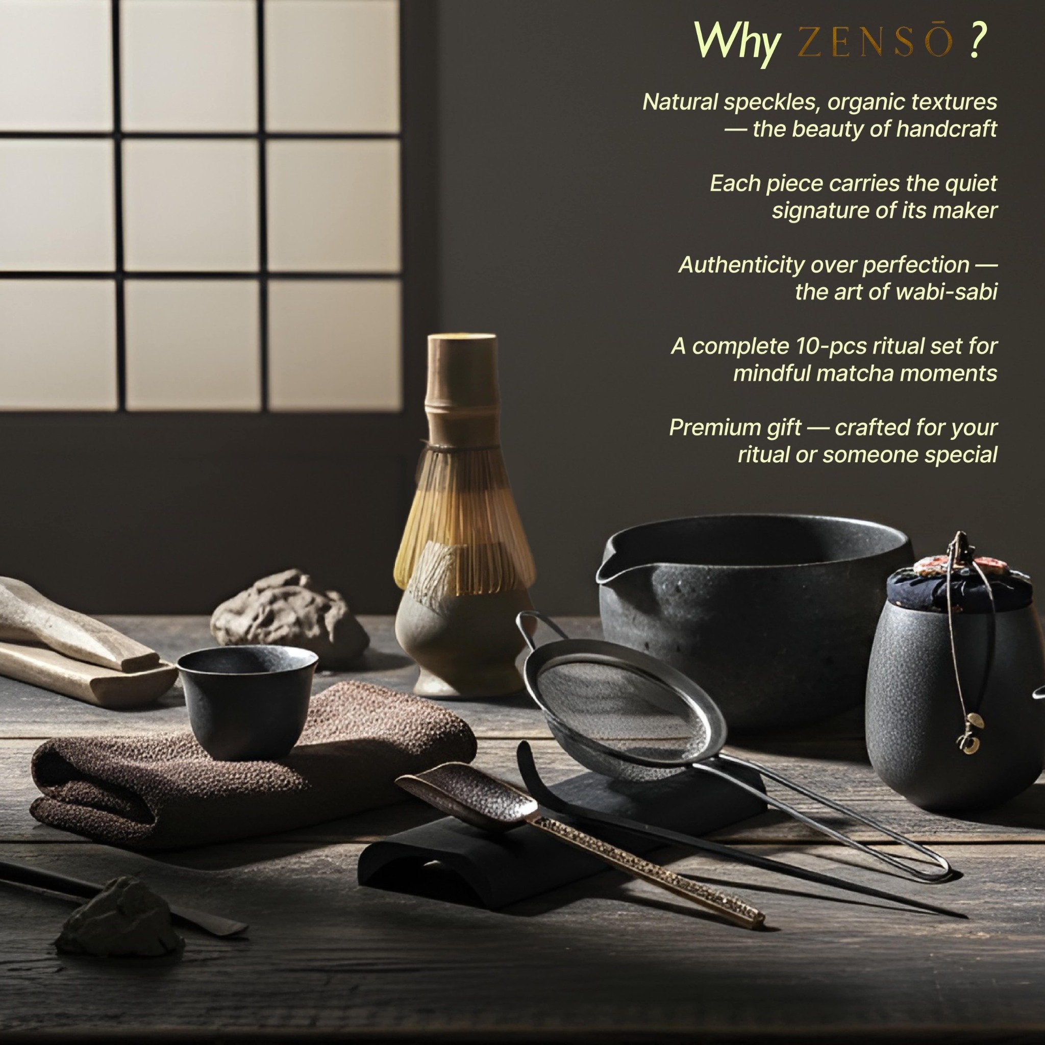 ZENSŌ 8-Piece Matcha Ceremony Set (Matcha Whisk Set)